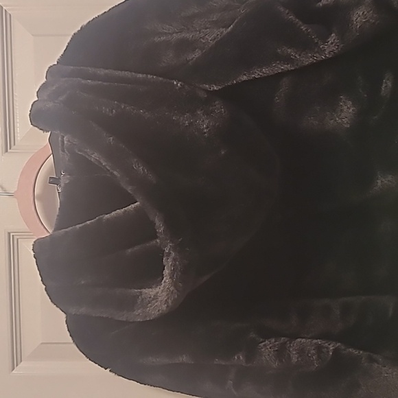 Bebe Plush Black Hooded Jacket Size Large - Picture 5 of 8